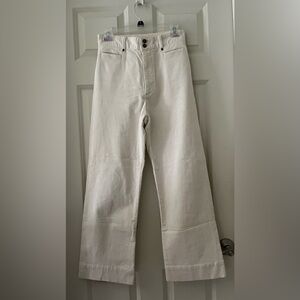 Women’s Ghanda Beverly Corduroy high rise wide leg cotton pants in cream size 8